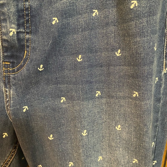 Tribal Women's Anchor Print Blue Skinny Jeans - Picture 5 of 6